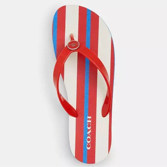 Coach Zayn Flip Flop With Stripe Print nwt in packaging - Picture 3 of 7